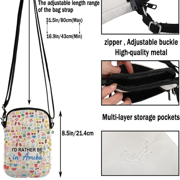 Aruba Lover Gift I'd Rather Be in Aruba Makeup Bag Aruba Trip Cosmetic Bag Aruba - Picture 3 of 7